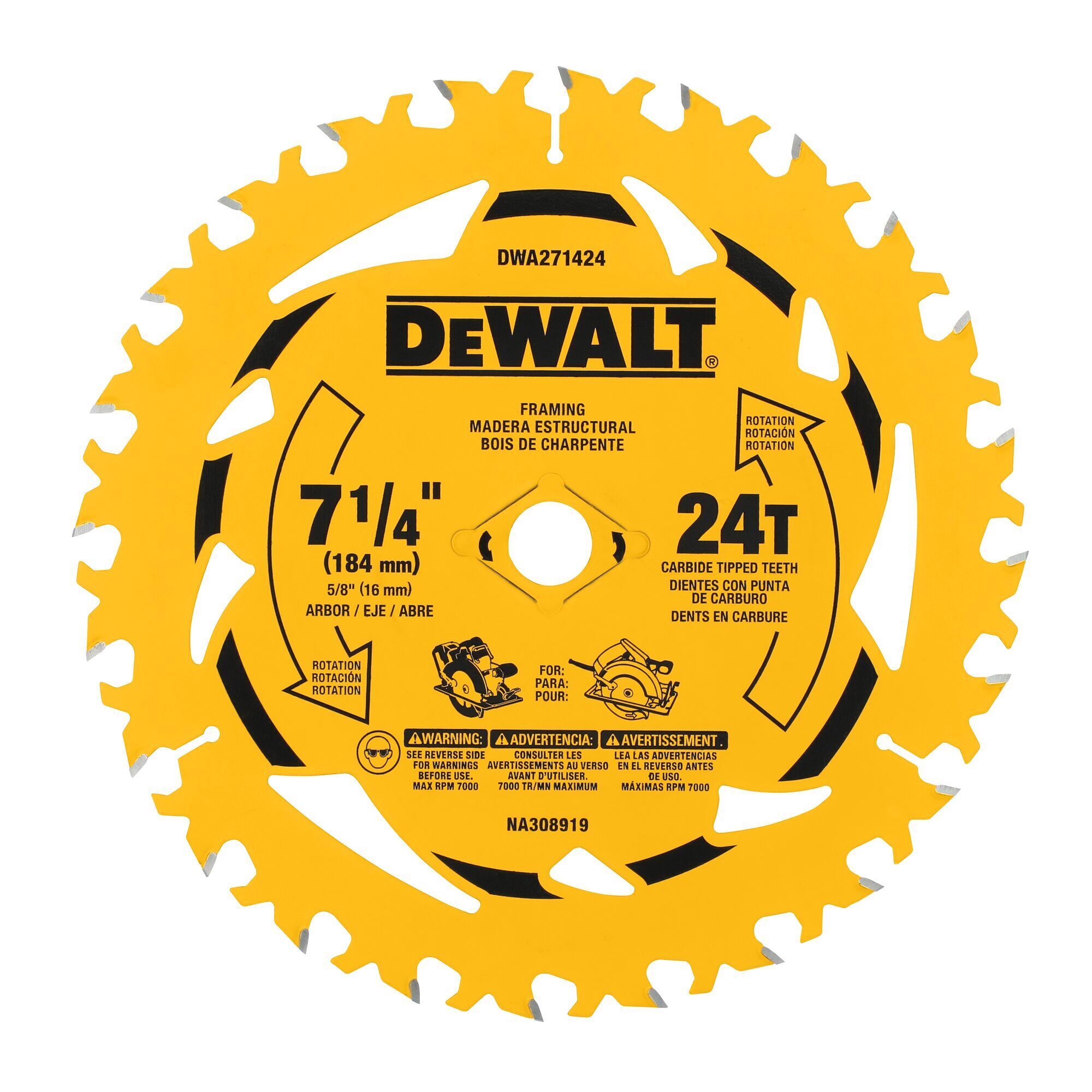 DEWALT 71/4in. Circular Saw Blade, 24T, Model DWA171424 Northern Tool